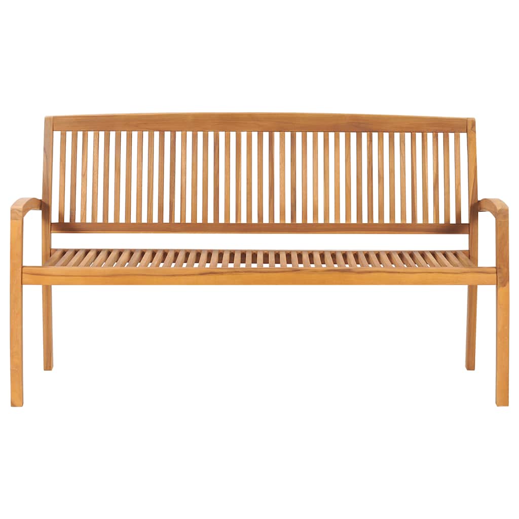 Stapelbare Gartenbank mit Auflage 159 cm Massivholz Teak