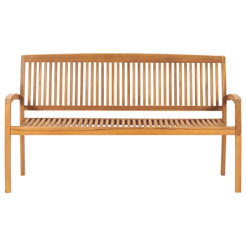 Stapelbare Gartenbank mit Auflage 159 cm Massivholz Teak