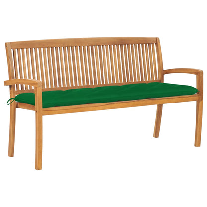 Stapelbare Gartenbank mit Auflage 159 cm Massivholz Teak