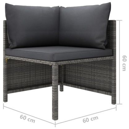 7-tlg. Garten-Lounge-Set mit Kissen Poly Rattan Grau