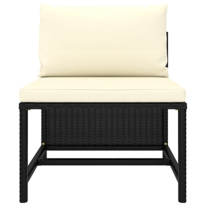 7-tlg. Garten-Lounge-Set mit Kissen Poly Rattan Schwarz