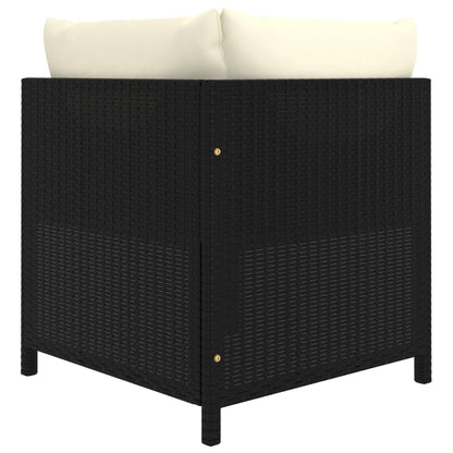 9-tlg. Garten-Lounge-Set mit Kissen Poly Rattan Schwarz