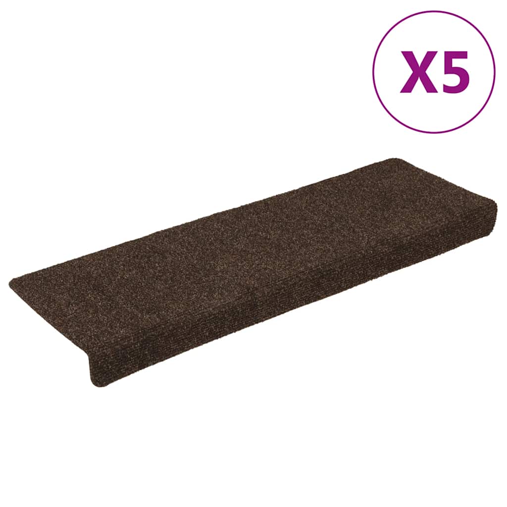 Stufenmatten Selbstklebend 15 Stk. 65x21x4 cm Braun Rechteckiger Rand