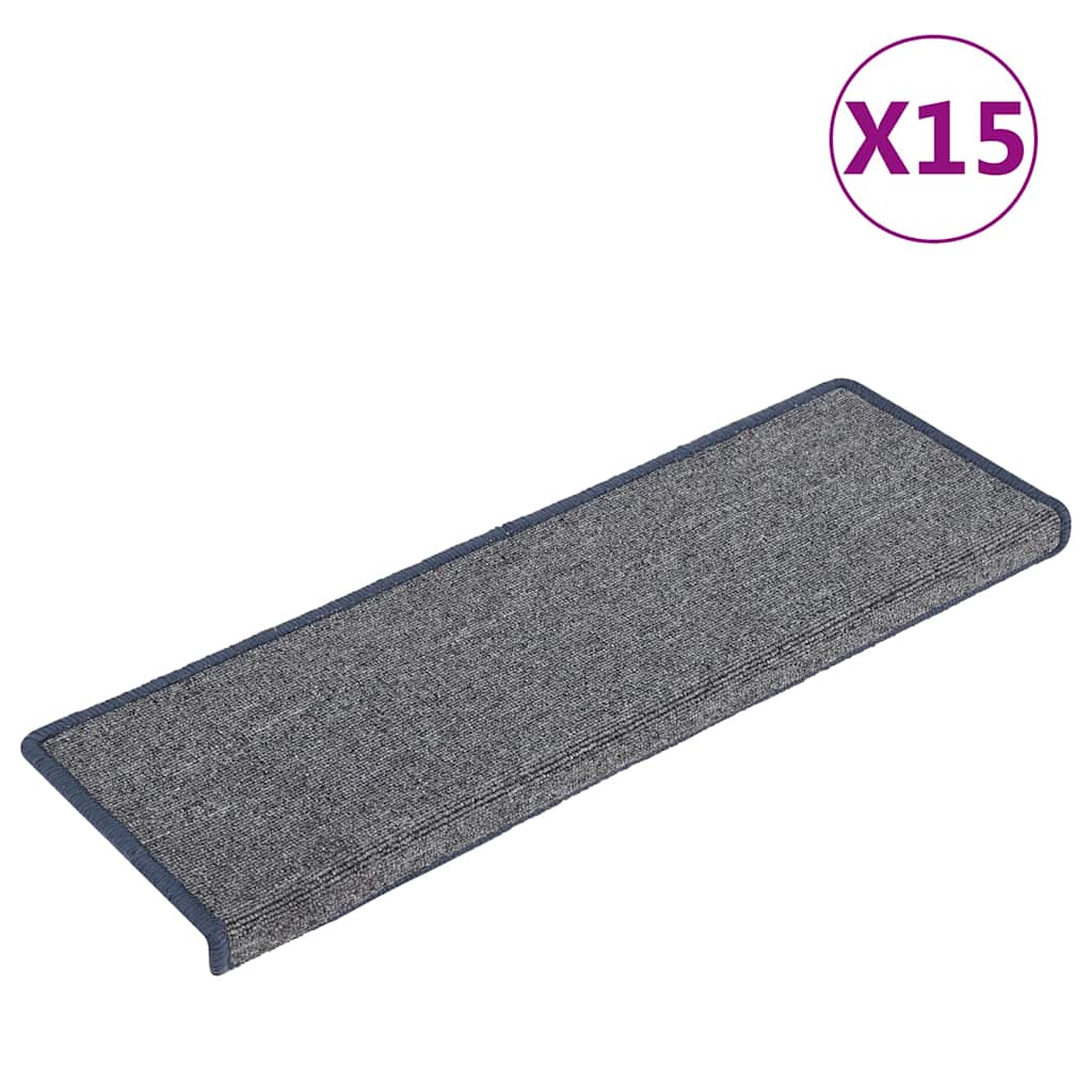 Stufenmatten 15 Stk. 65 x 21 x 4 cm Hellgrau und Blau Rechteckiger Rand