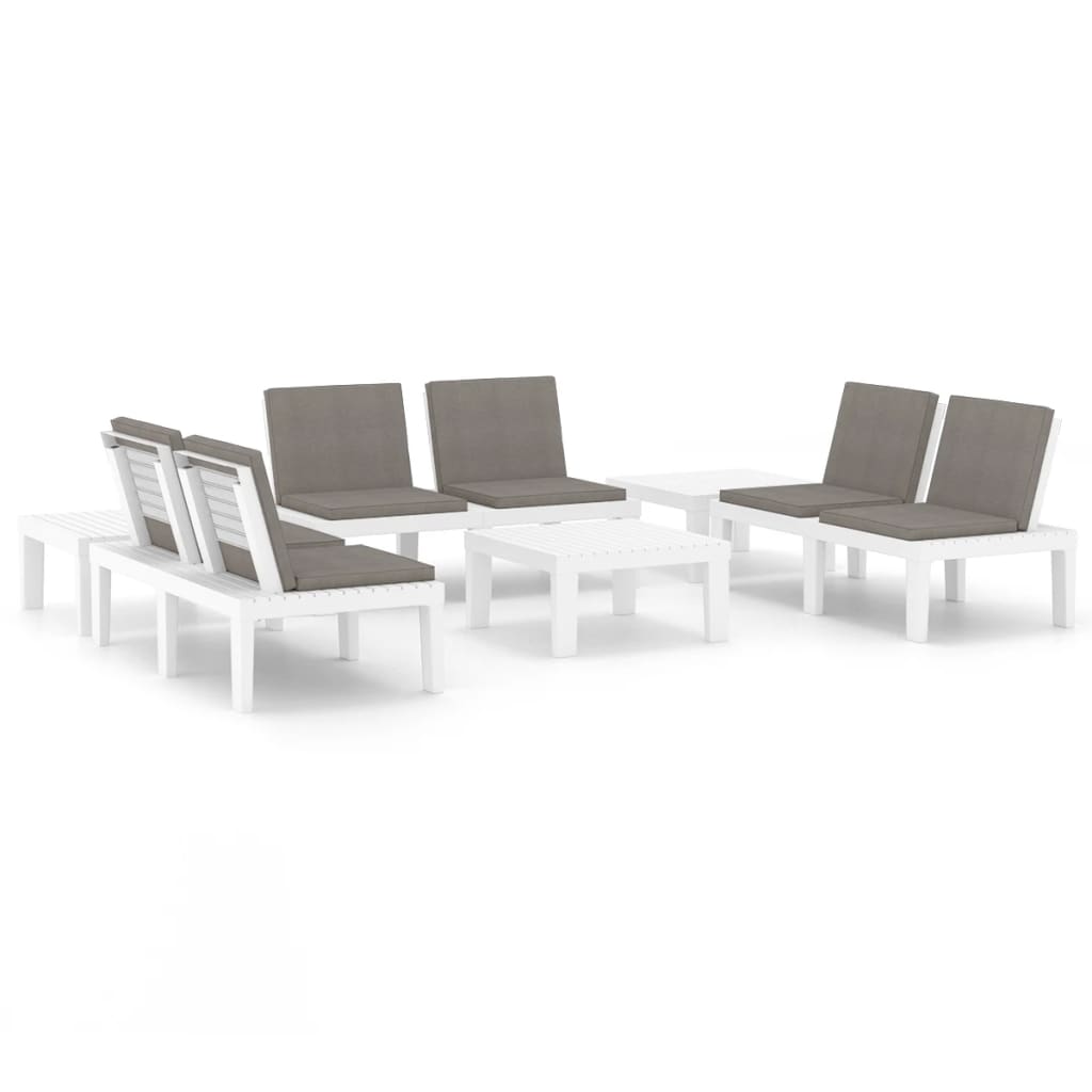 6-tlg. Garten-Lounge-Set mit Auflagen Kunststoff Weiß