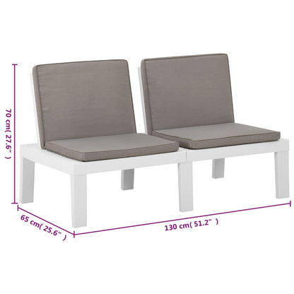 6-tlg. Garten-Lounge-Set mit Auflagen Kunststoff Weiß