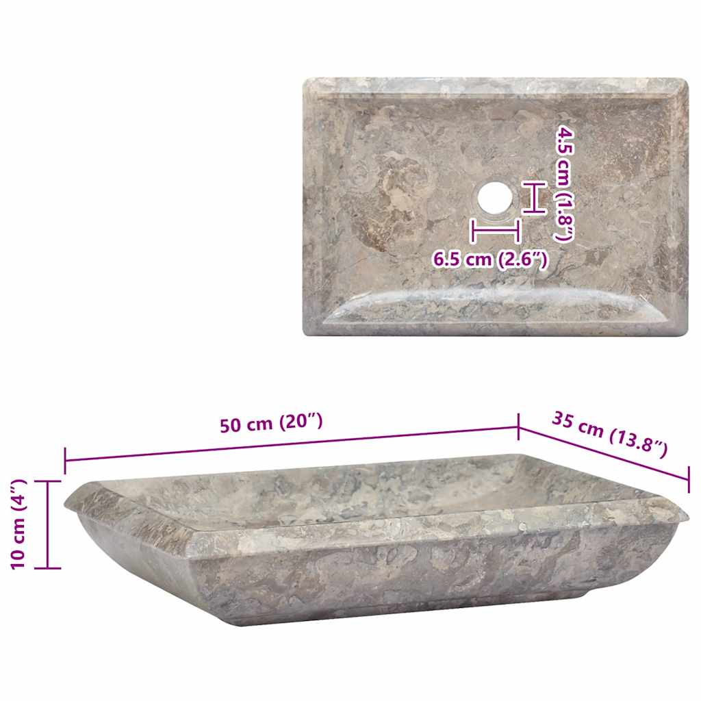 Waschbecken Grau 50x35x10 cm Marmor