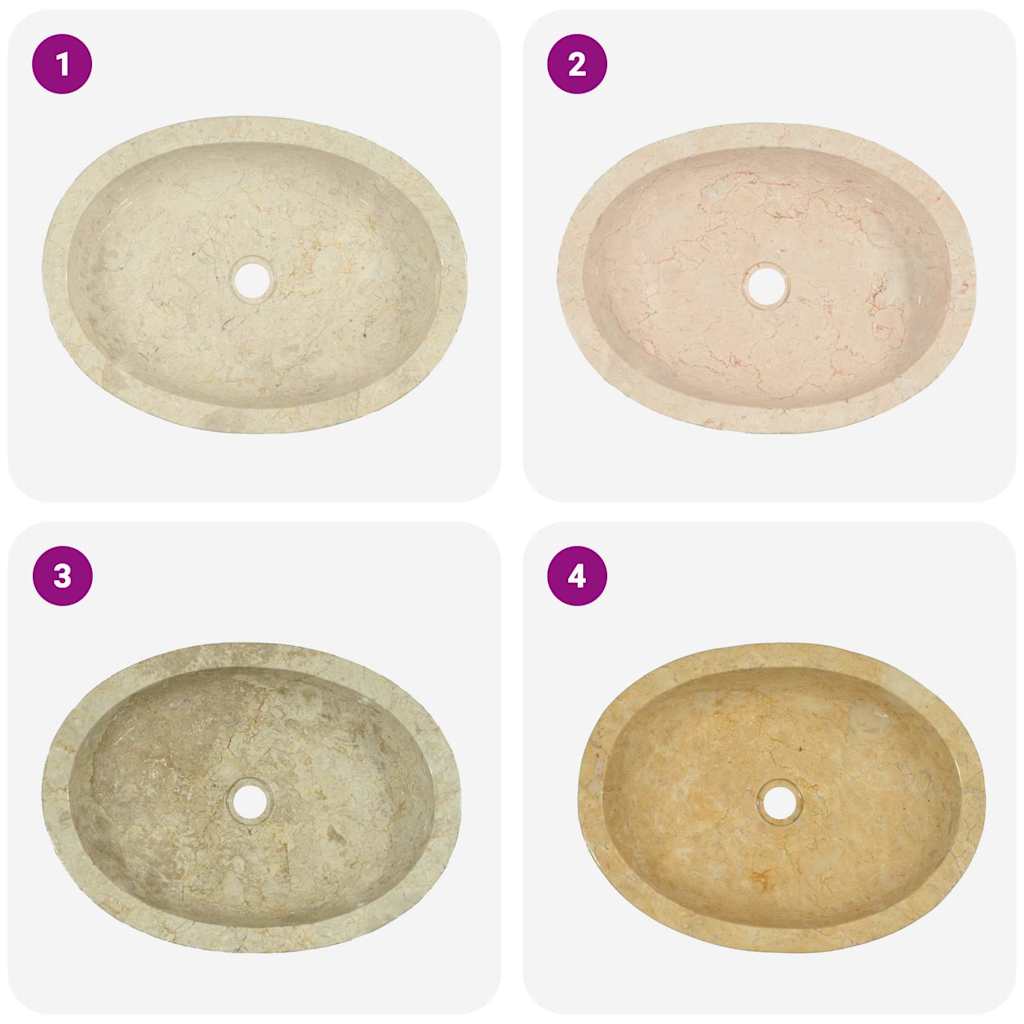 Waschbecken Creme 53x40x15 cm Marmor