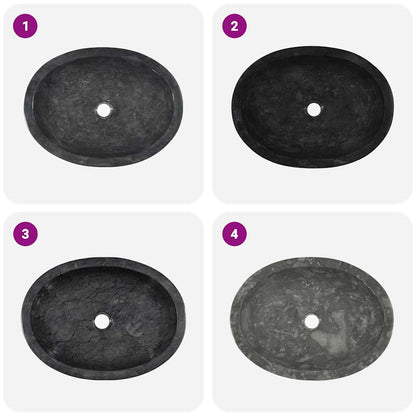 Waschbecken Schwarz 53x40x15 cm Marmor