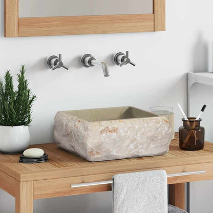 Waschbecken Creme 30x30x13 cm Marmor