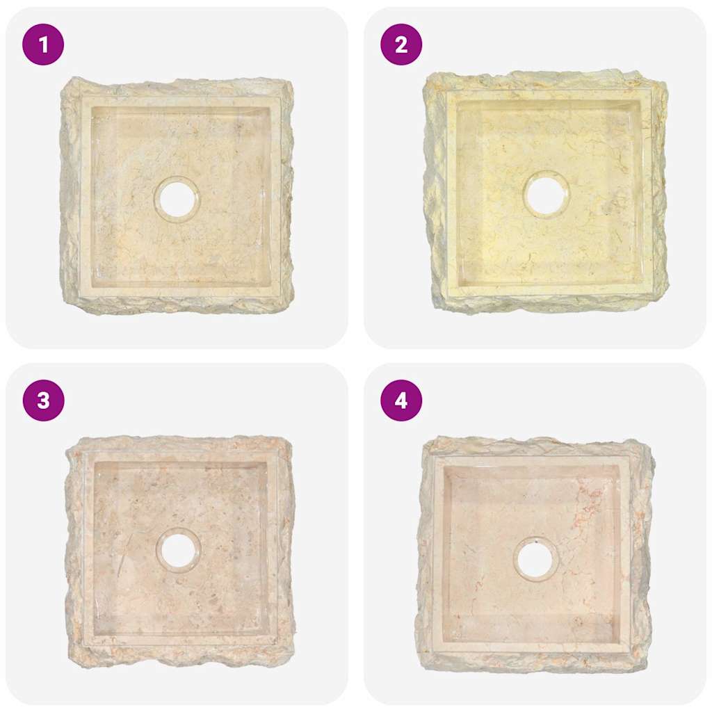 Waschbecken Creme 30x30x13 cm Marmor