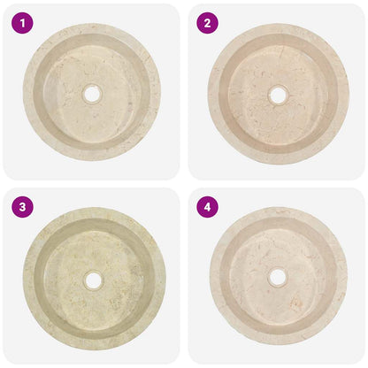 Waschbecken Creme Ø40x15 cm Marmor