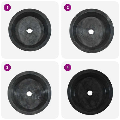 Waschbecken Schwarz Ø40x15 cm Marmor