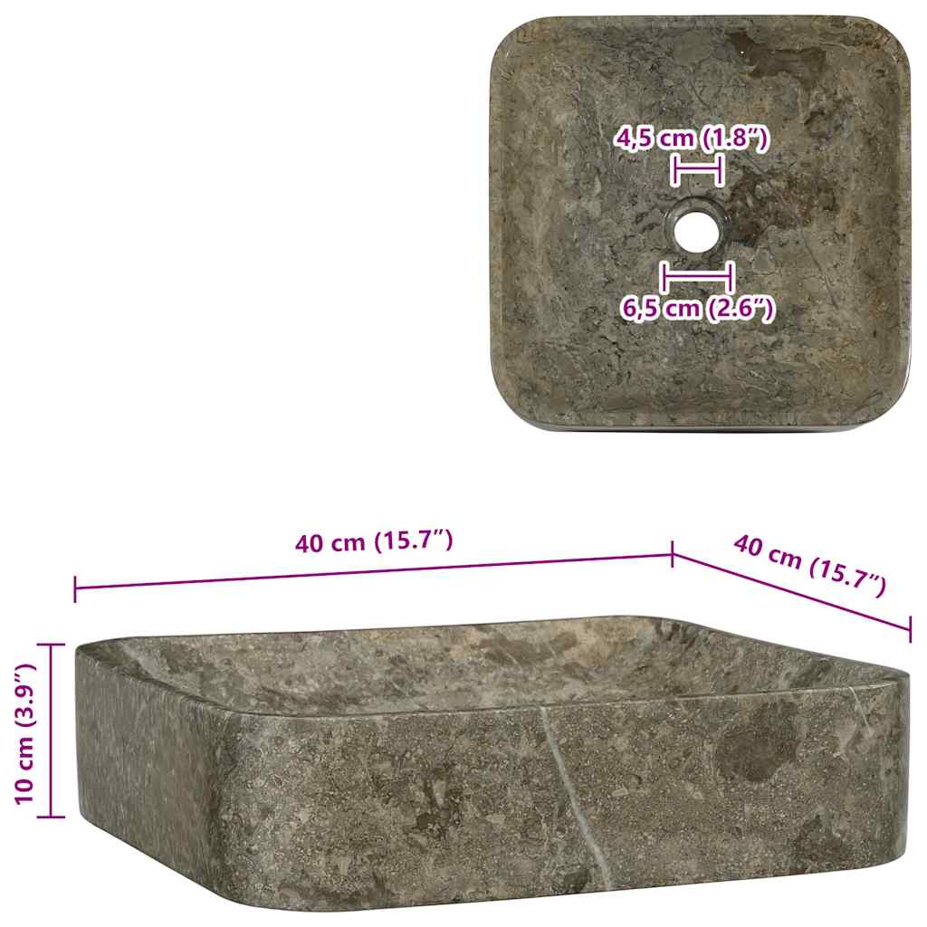 Waschbecken Grau 40x40x10 cm Marmor