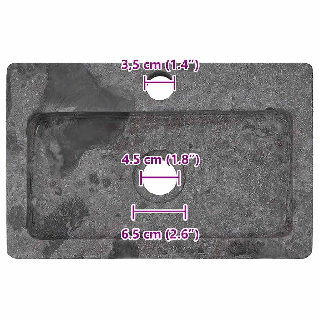 Wandwaschbecken Grau 38x24x6,5 cm Marmor