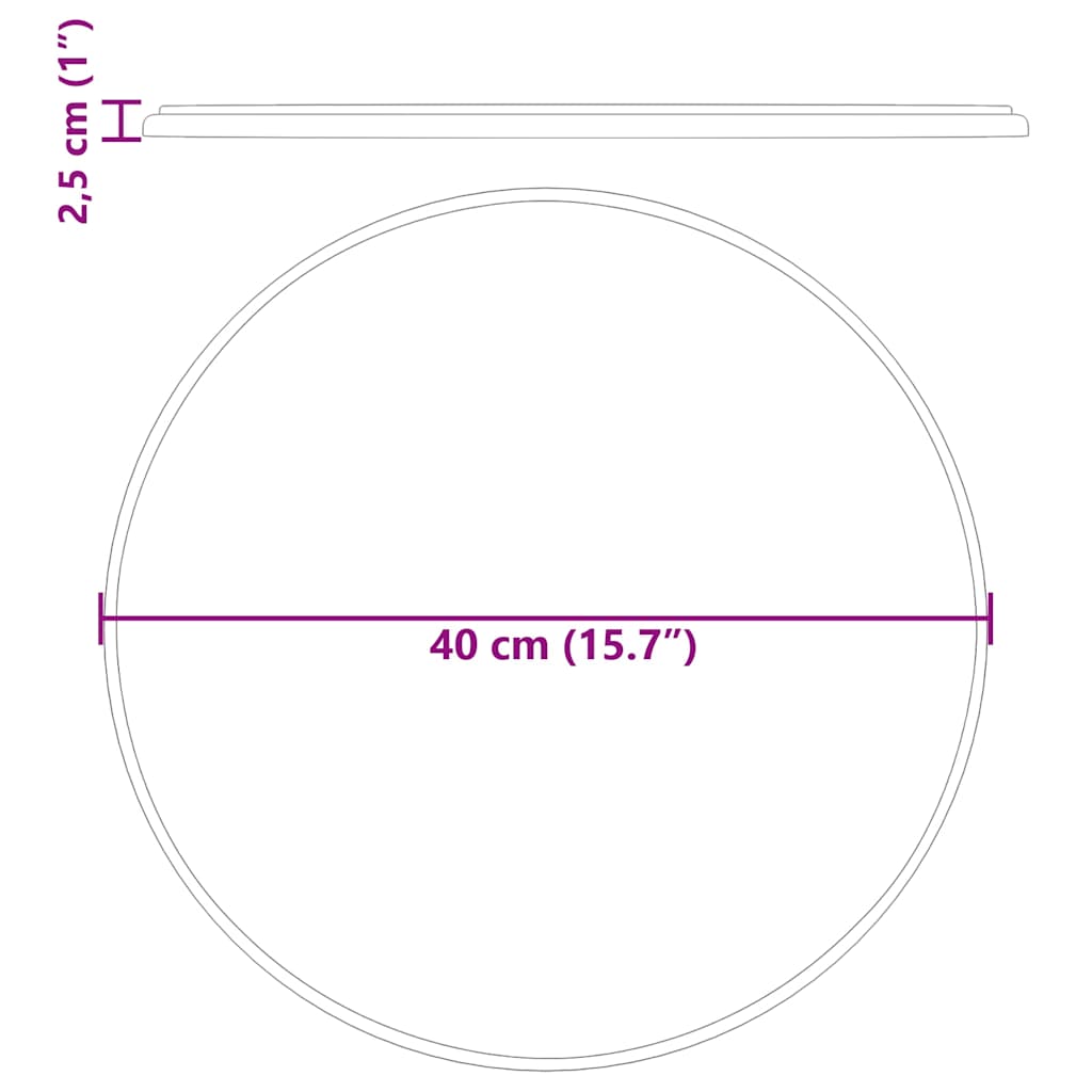 Tischplatte Schwarz Ø40x2,5 cm Marmor