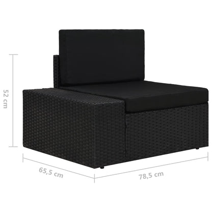 5-tlg. Garten-Lounge-Set mit Kissen Schwarz Poly Rattan