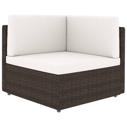 4-tlg. Garten-Lounge-Set mit Kissen Braun Poly Rattan