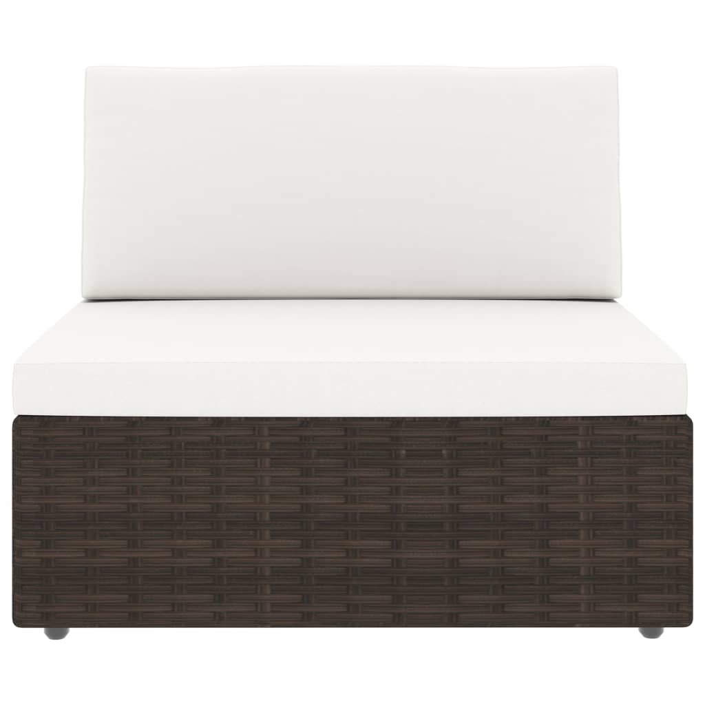 6-tlg. Garten-Lounge-Set mit Kissen Braun Poly Rattan