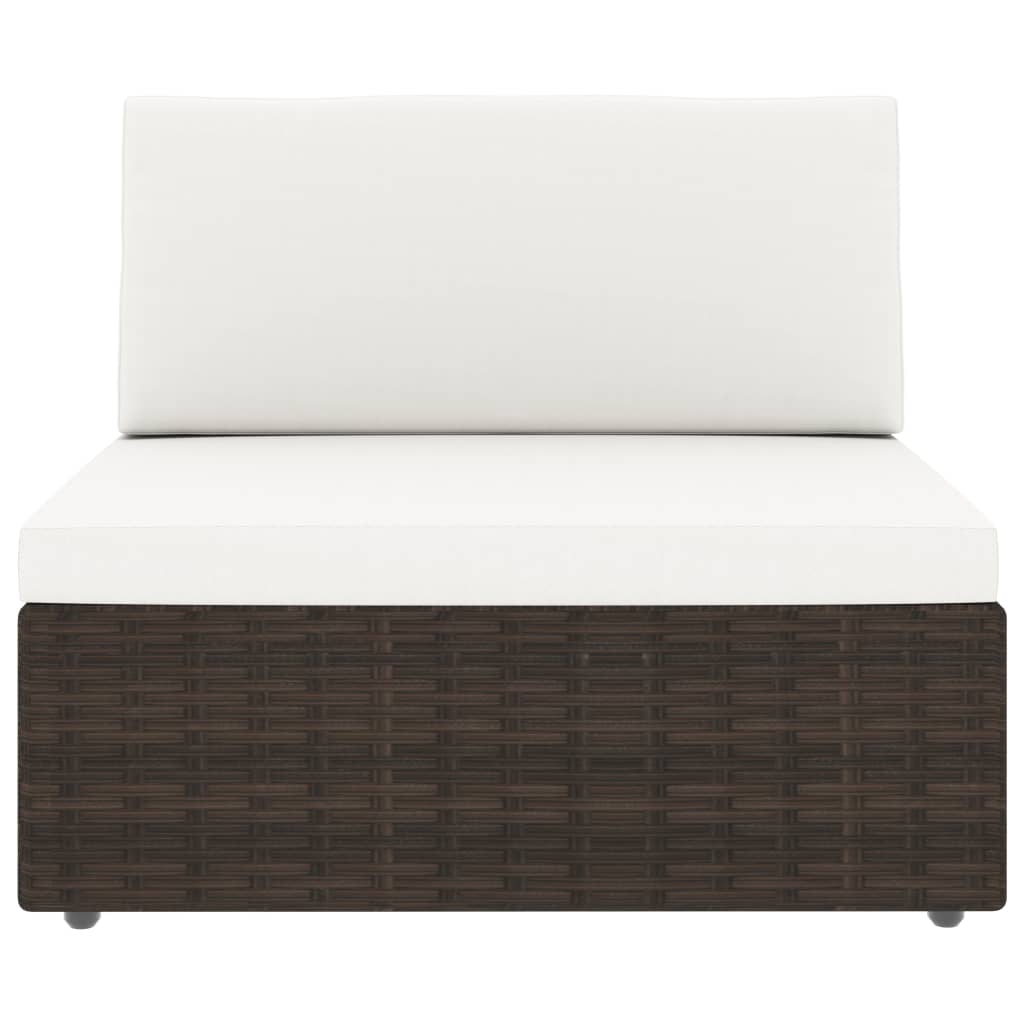 6-tlg. Garten-Lounge-Set mit Kissen Braun Poly Rattan
