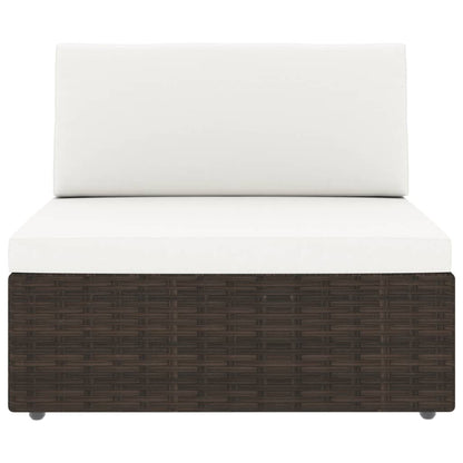 6-tlg. Garten-Lounge-Set mit Kissen Braun Poly Rattan