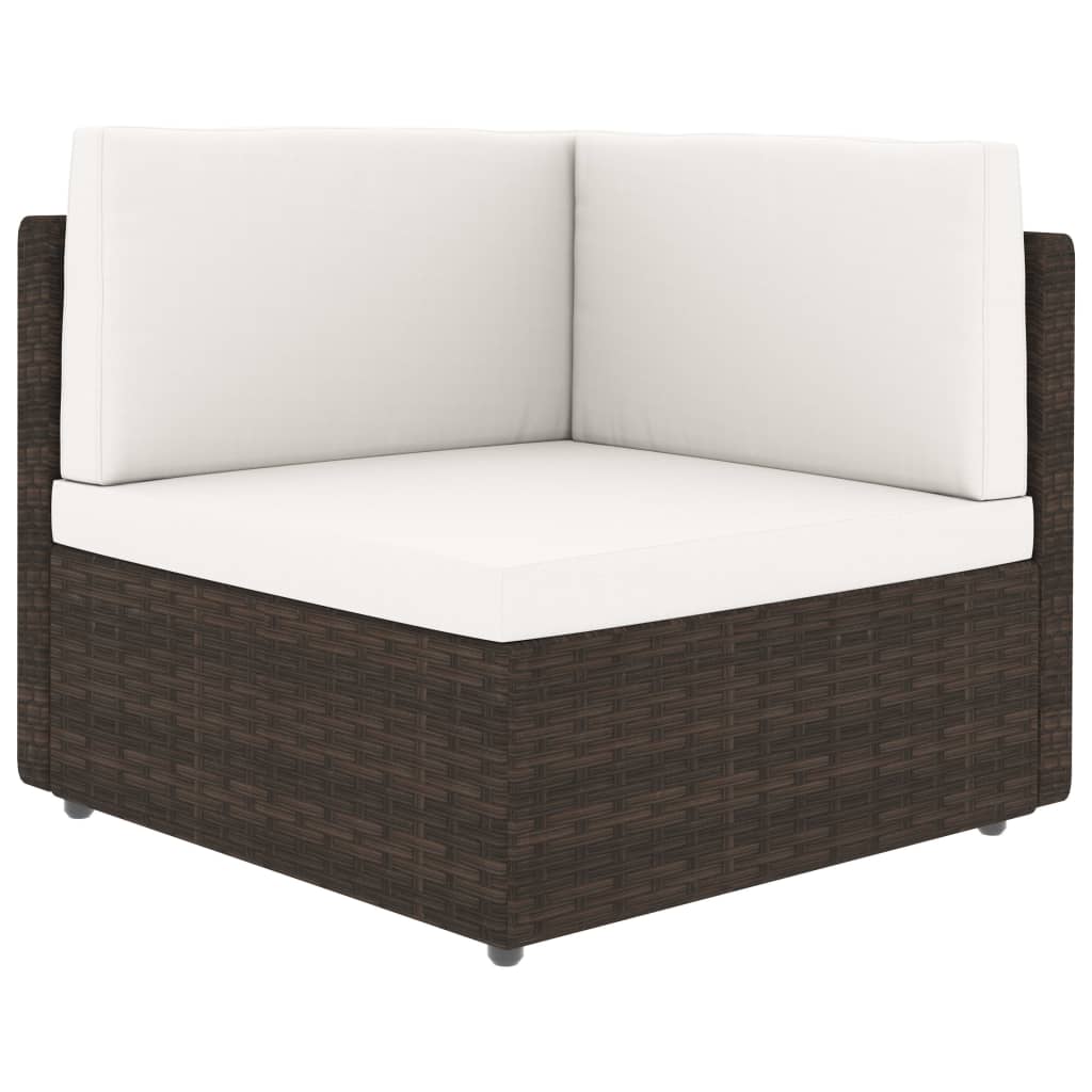 11-tlg. Garten-Lounge-Set mit Kissen Braun Poly Rattan