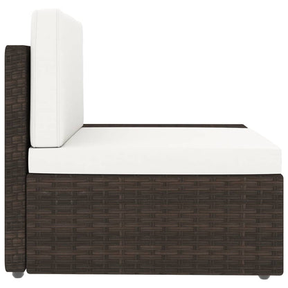 9-tlg. Garten-Lounge-Set mit Kissen Braun Poly Rattan