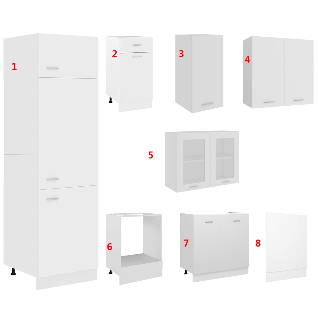 8-tlg. Küchenzeile Lyon Weiß Holzwerkstoff