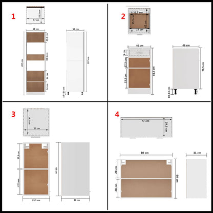 8-tlg. Küchenzeile Lyon Weiß Holzwerkstoff