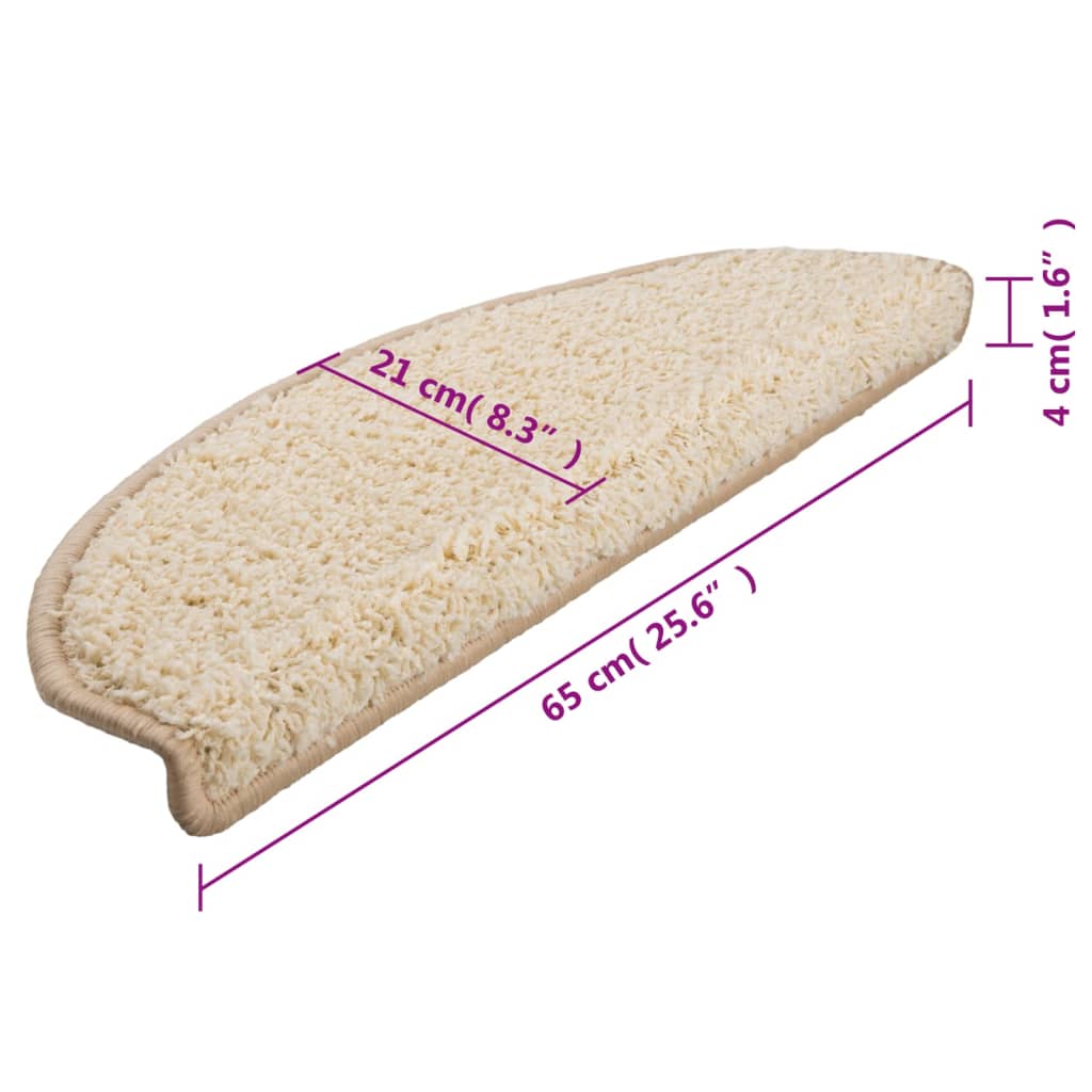 Stufenmatten 10 Stk. 65x21x4 cm Creme Halbrund Groß