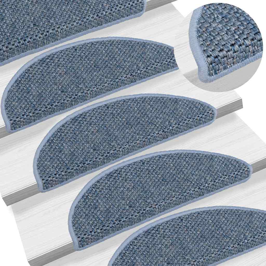 Treppenmatten Selbstklebend Sisal-Optik 15 Stk. 56x17x3cm Blau