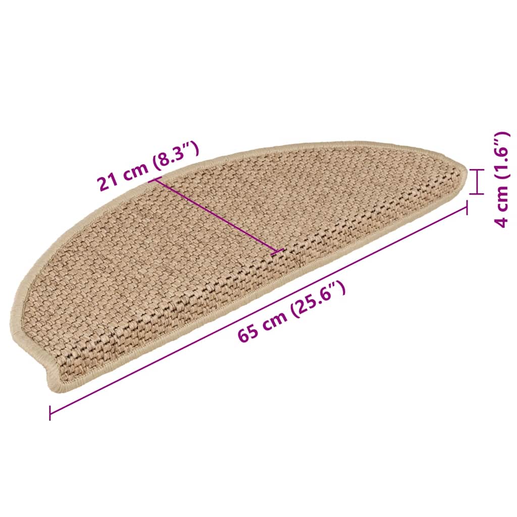Treppenmatten Selbstklebend Sisal-Optik 15 Stk. 65x21x4 cm Sand