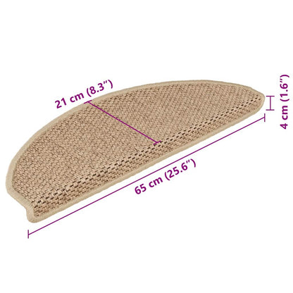 Treppenmatten Selbstklebend Sisal-Optik 15 Stk. 65x21x4 cm Sand