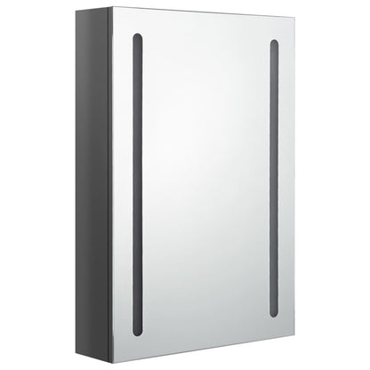 LED-Bad-Spiegelschrank Glänzendes Grau 50x13x70 cm