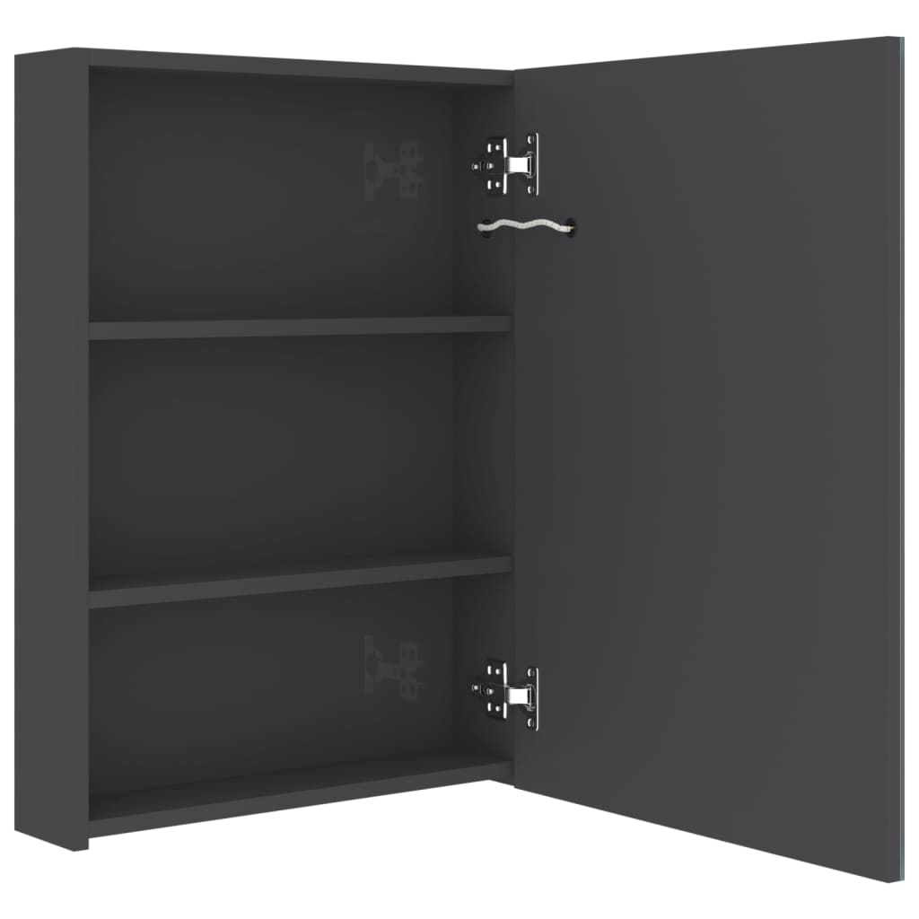 LED-Bad-Spiegelschrank Glänzendes Grau 50x13x70 cm