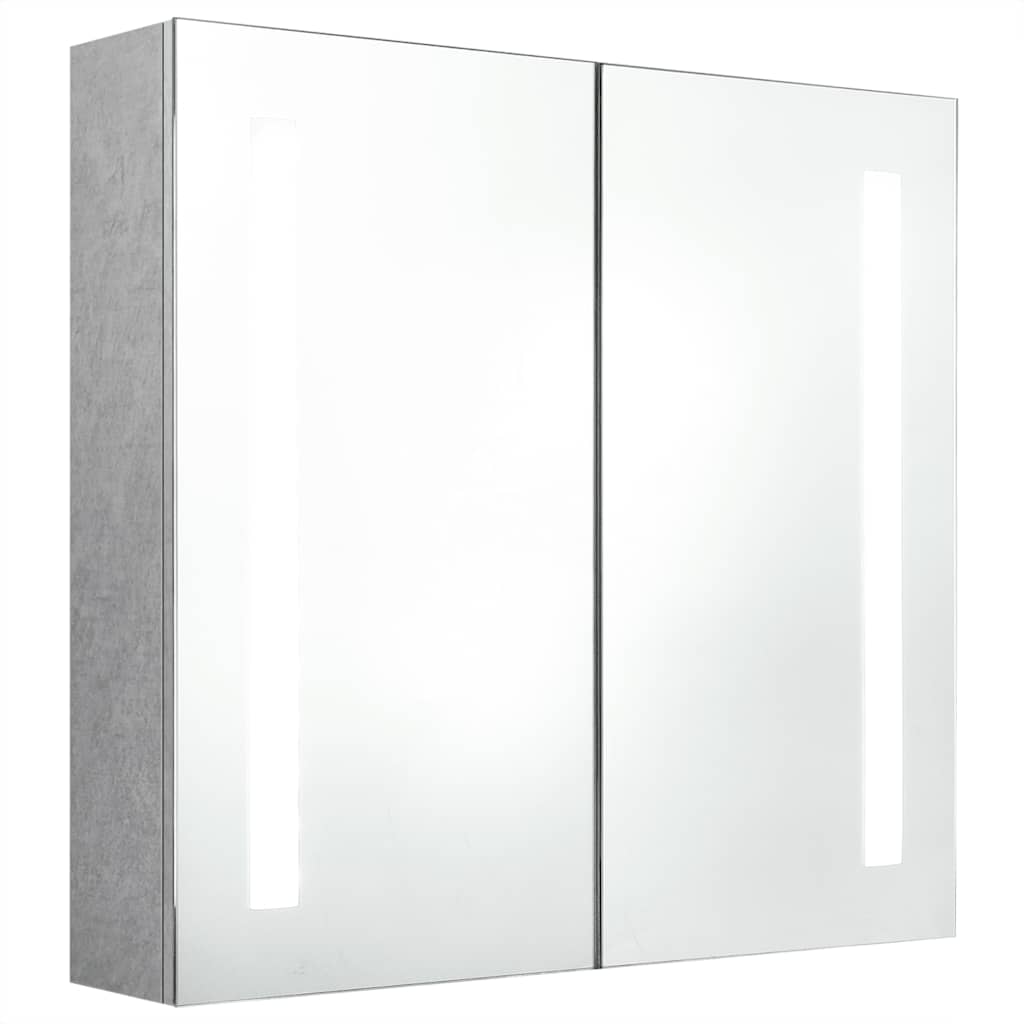 LED-Bad-Spiegelschrank Betongrau 62x14x60 cm