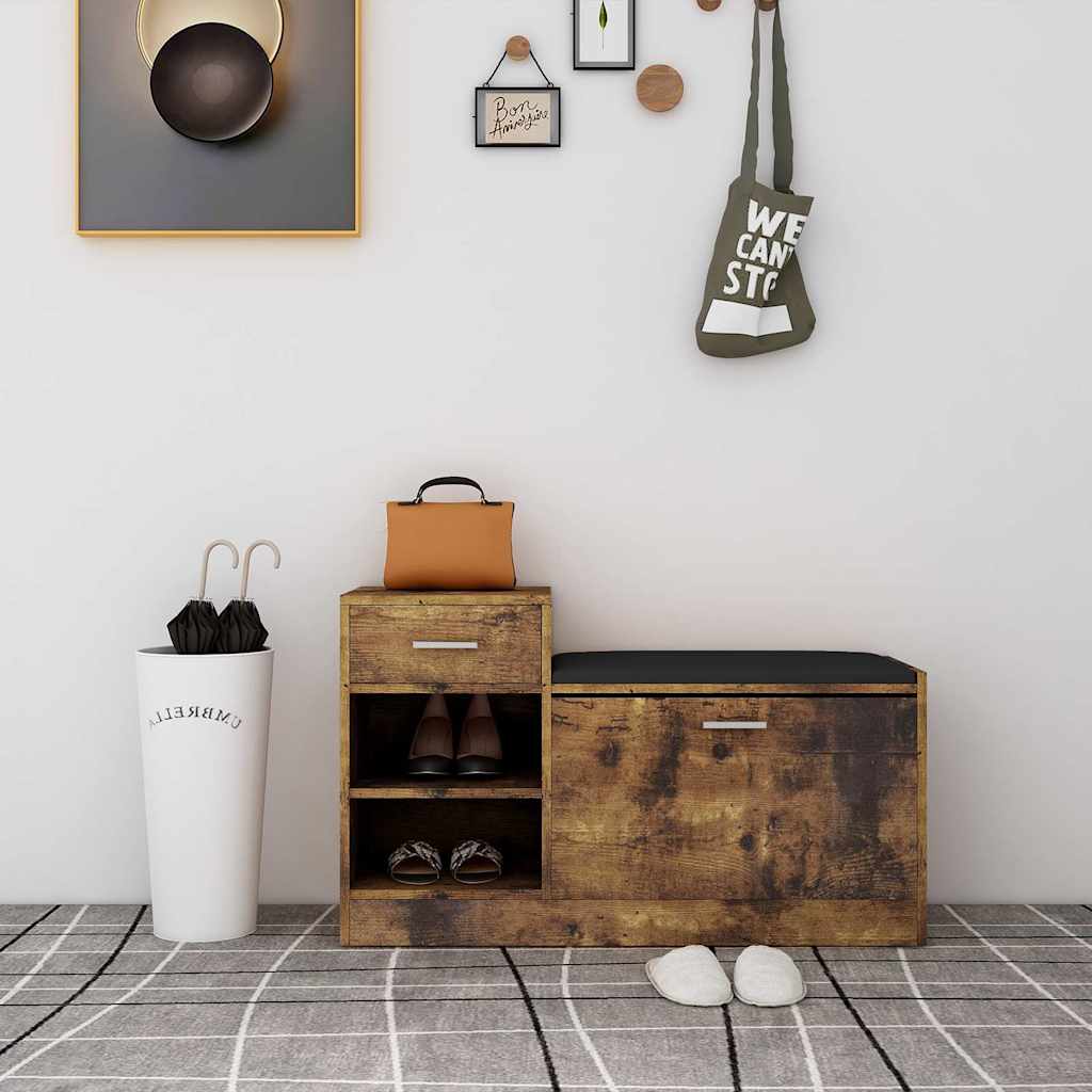 Schuhbank Räuchereiche 94,5x31x57 cm Holzwerkstoff