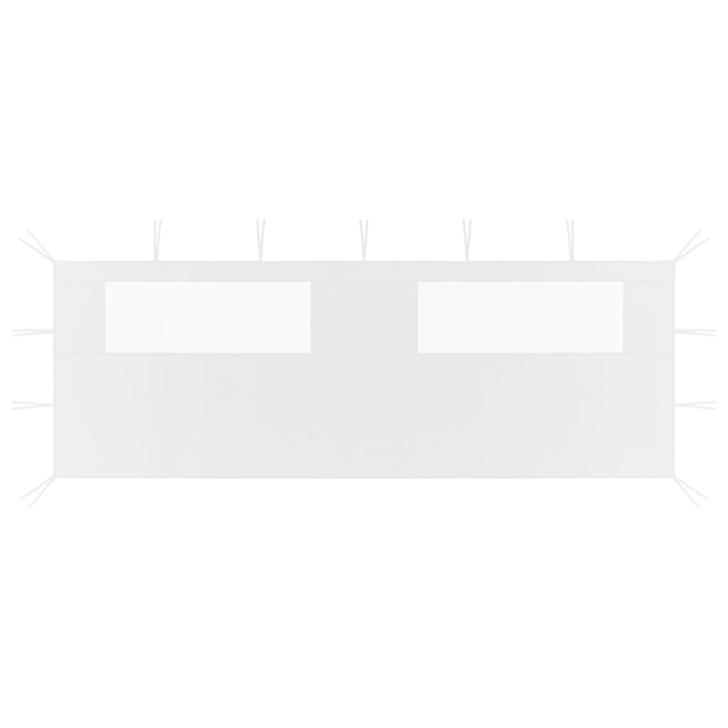 Pavillon-Seitenwand mit Fenstern 6x2 m Weiß