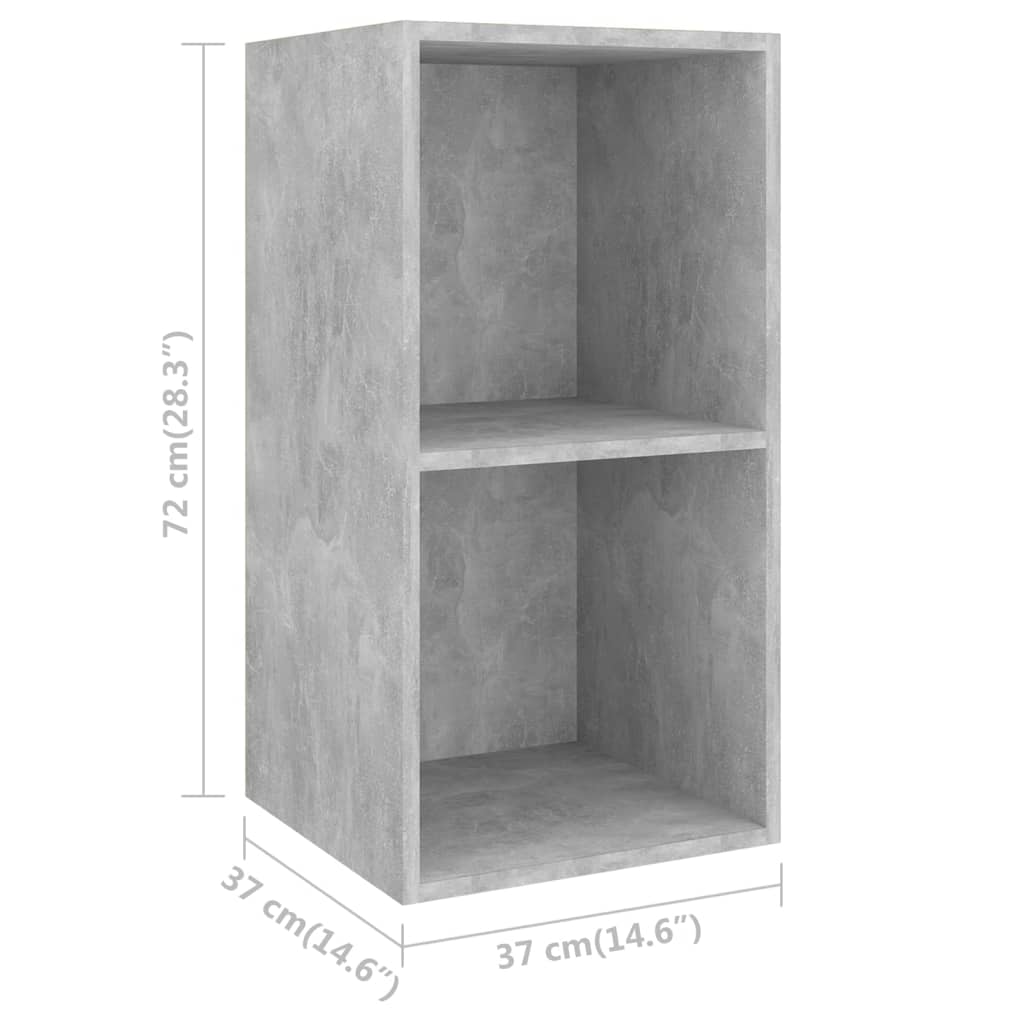 TV-Wandschrank Betongrau 37x37x72 cm Holzwerkstoff