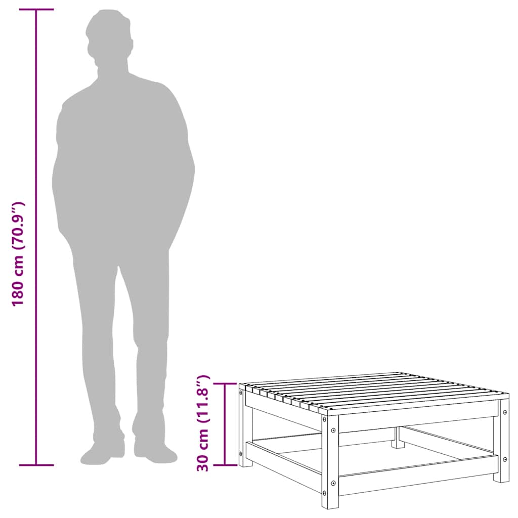 Gartenhocker 70x70x30 cm Schwarz Massivholz Kiefer