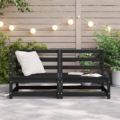2-tlg. Garten-Lounge-Set Schwarz Massivholz Kiefer