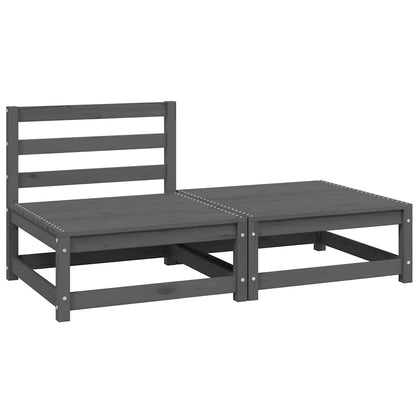 2-tlg. Garten-Lounge-Set Grau Kiefer Massivholz