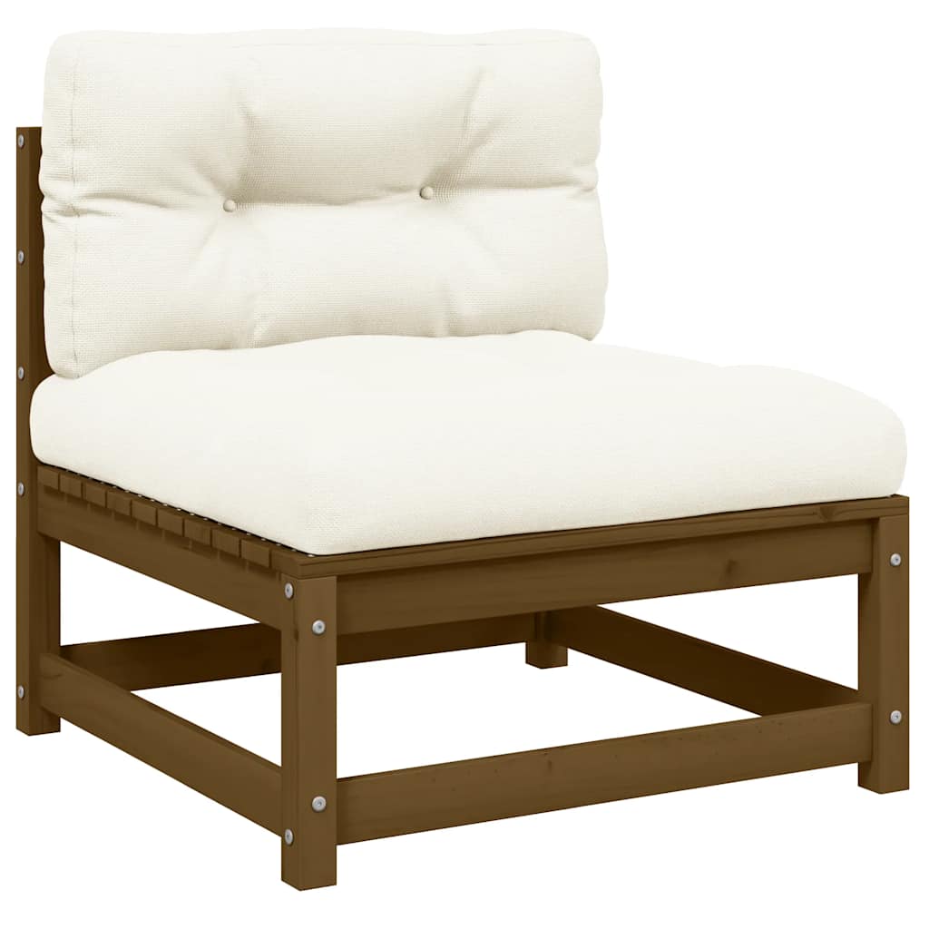 Garten-Mittelsofa mit Creme Kissen Massivholz Kiefer