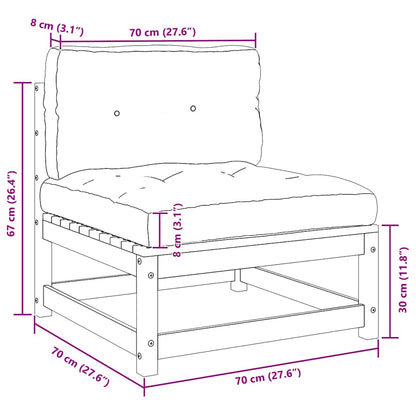Garten-Mittelsofa mit Creme Kissen Massivholz Kiefer