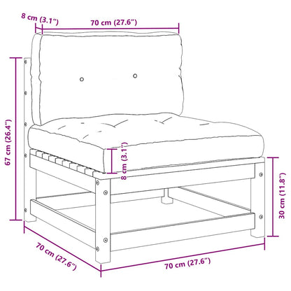 Garten-Mittelsofa mit Kissen Massivholz Kiefer