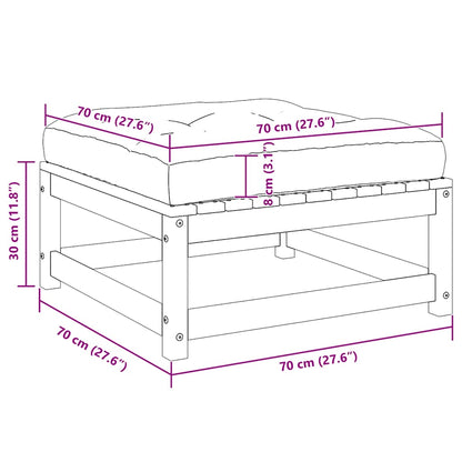 Garten-Fußhocker mit Kissen Weiß Kiefer Massivholz
