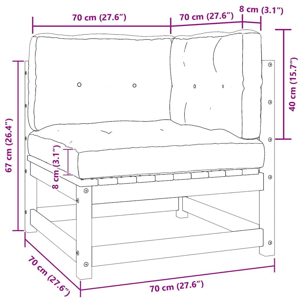 Gartensofa 2-Sitzer mit Kissen Kiefer Massivholz Weiß