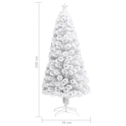 Künstlicher Weihnachtsbaum mit Beleuchtung Weiß 150cm Glasfaser