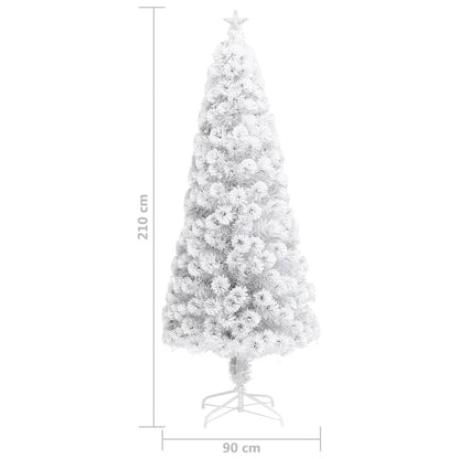 Künstlicher Weihnachtsbaum mit Beleuchtung Weiß 210cm Glasfaser