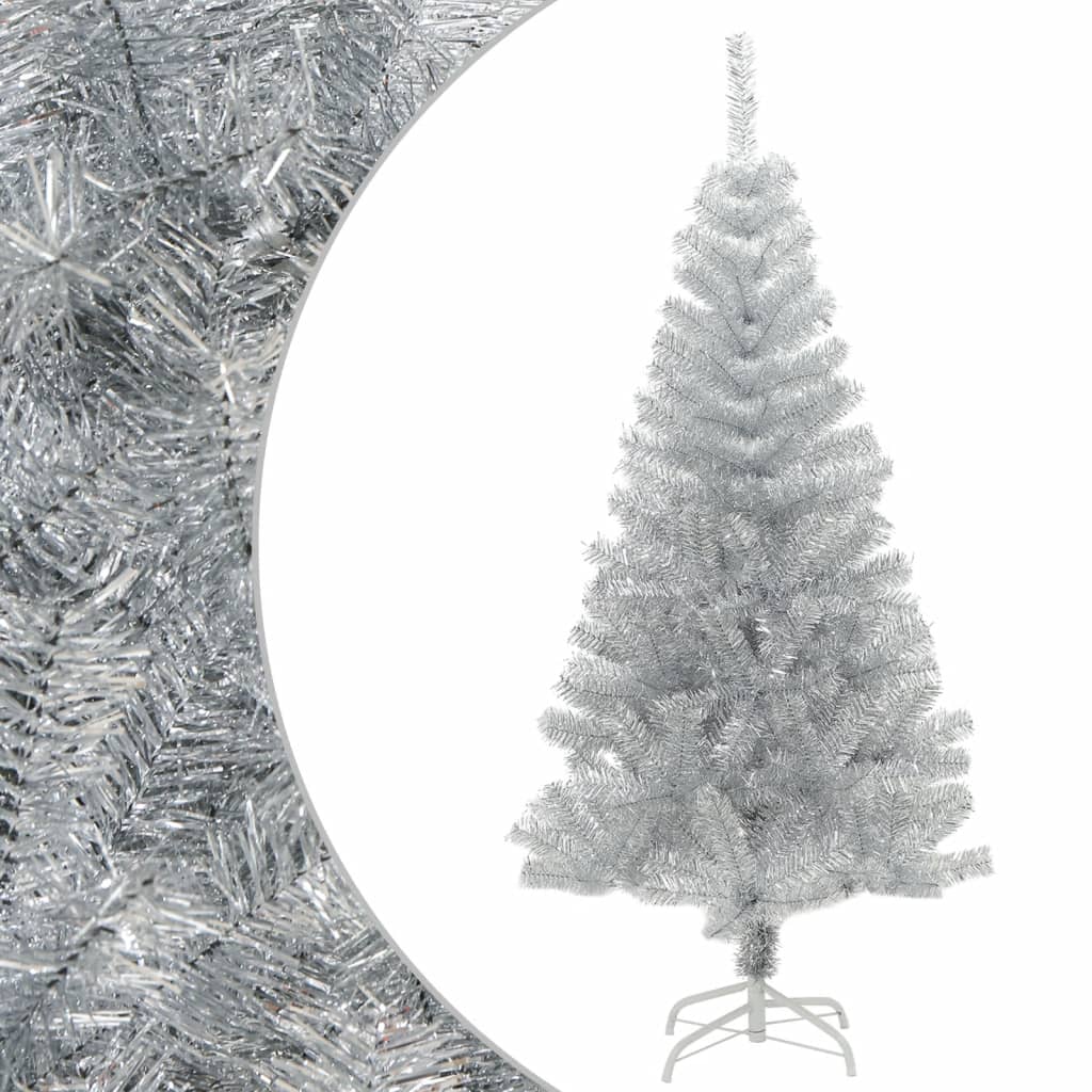Künstlicher Weihnachtsbaum mit Ständer Silber 120 cm PET